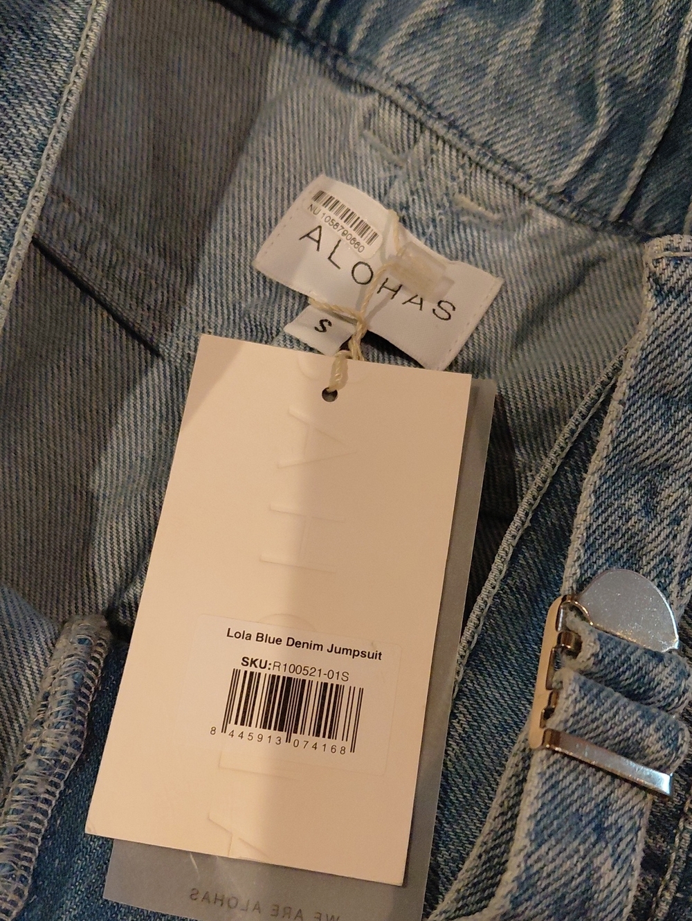 Alohas Strapless Wide-Leg Denim Jumpsuit - Light Blue - Picture 6 of 7